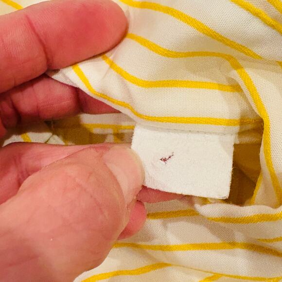 Vtg Brooks Brothers Dress Shirt Mens Sz 16 Yellow Striped Button Long Sleeve 80s - Picture 5 of 8